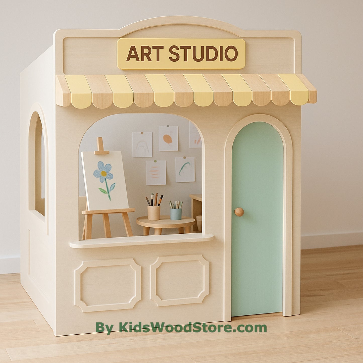 Casa de juegos de madera Art Studio | Casa de juegos creativa para interiores y exteriores