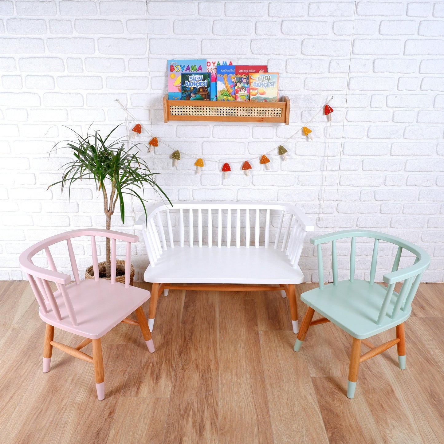 Kindertisch aus Holz, Windsor-Stuhl für Kinder und Windsor-Bank-Set für Kinder und Kleinkinder – individuell anpassbar