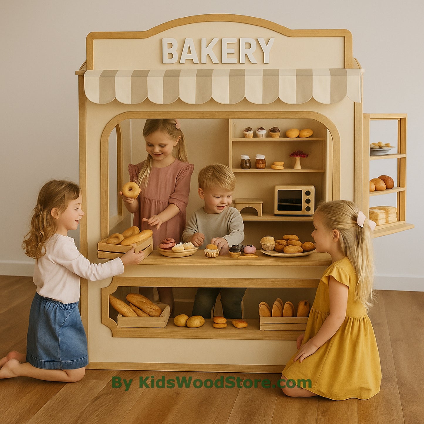 Casita de madera de panadería | Casita de juegos para niños de interior y exterior