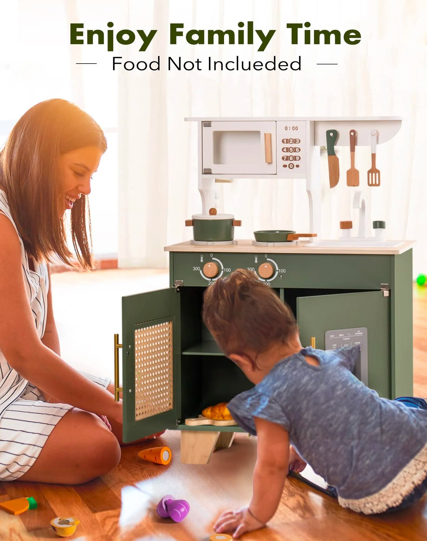 Wooden Kids Kitchen Play Set, Toy Kitchen Set for Kids - Budget Friendly