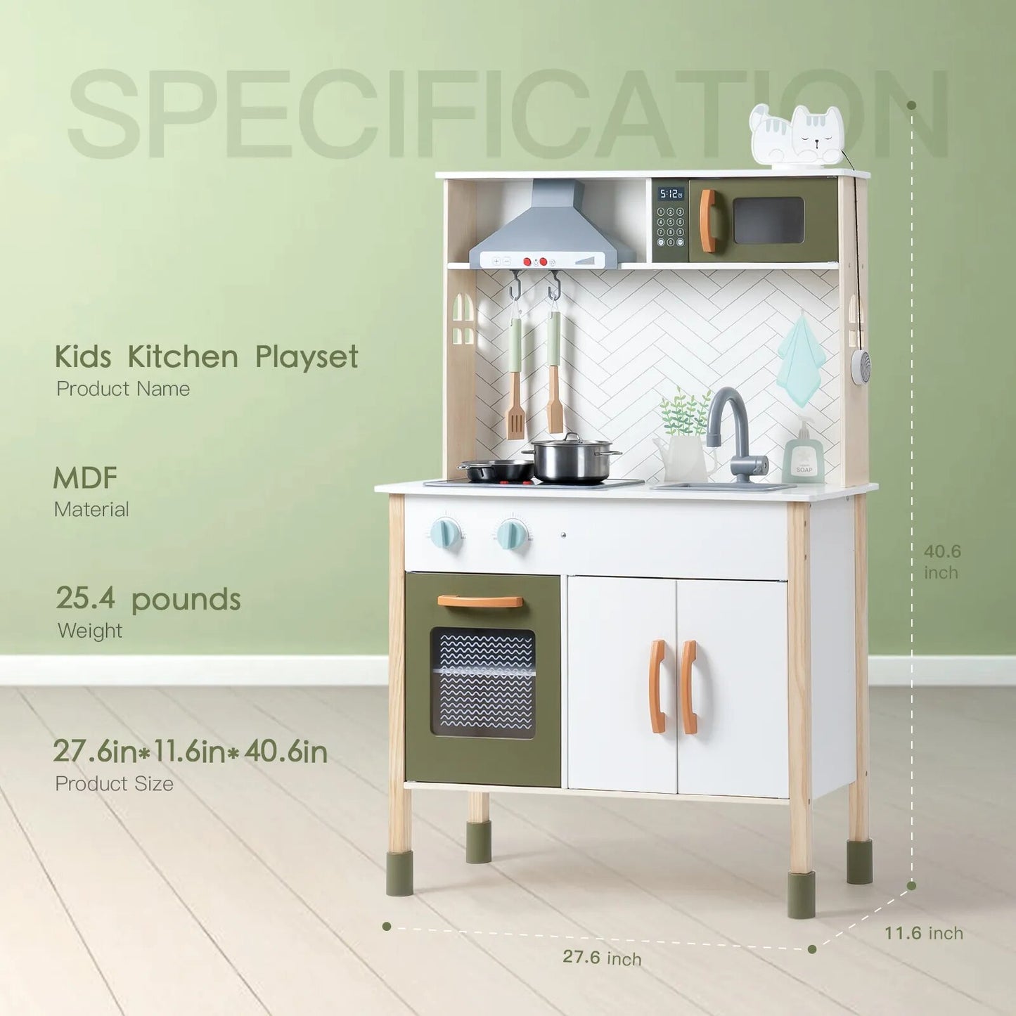 Wooden Pretend Play Kitchen Set for Kids Toddlers - Budget Friendly