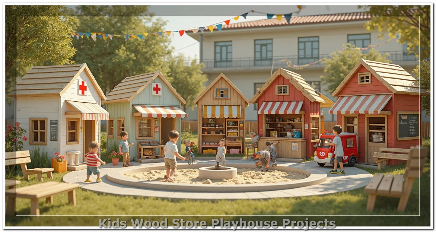 Ciudad de juegos de madera personalizable, educativa, para interiores y exteriores, para niños: diseños que estimulan la imaginación en guarderías, la mejor opción para exteriores.