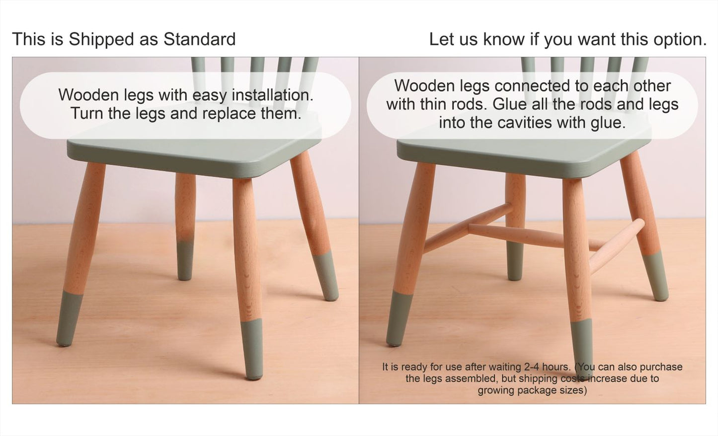 Wooden Kids Table, Kids Windsor Chair, and Kids Windsor Bench Set for Kids and Toddler - Customizable