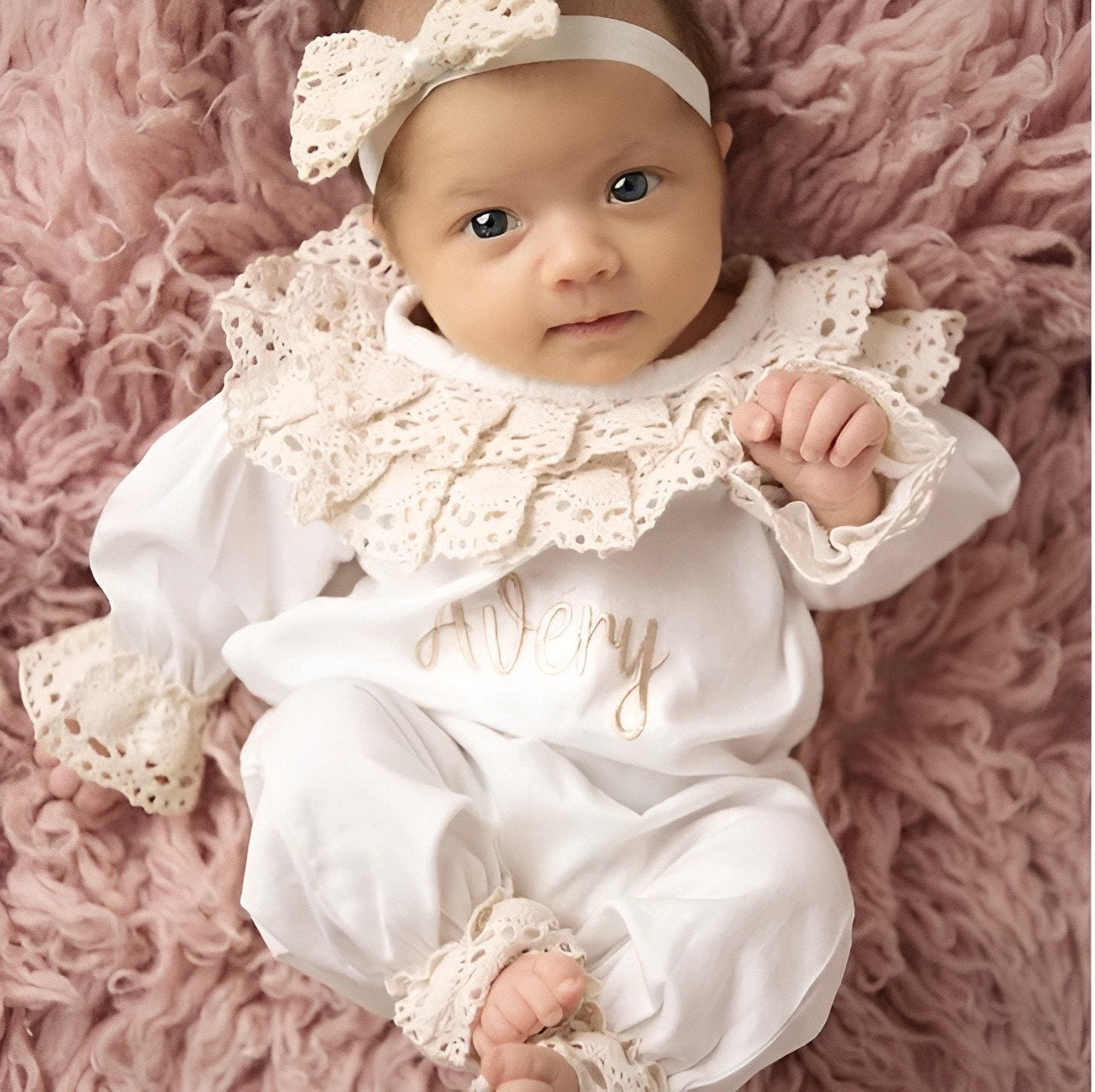 Hospital Personalized Newborn Baby Girl Clothes Pink Personalized