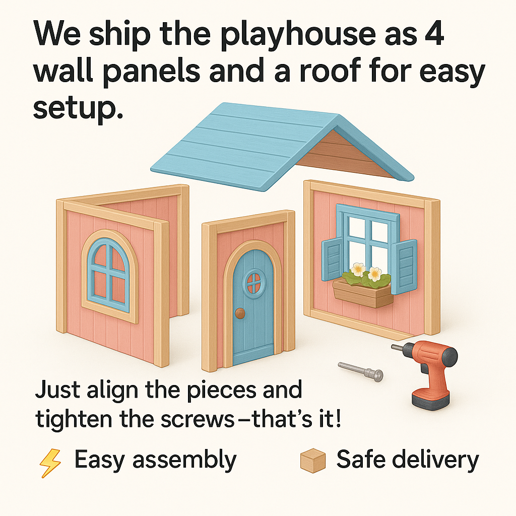 Luxury Outdoor Wooden Playhouse with Front Porch & Side Veranda