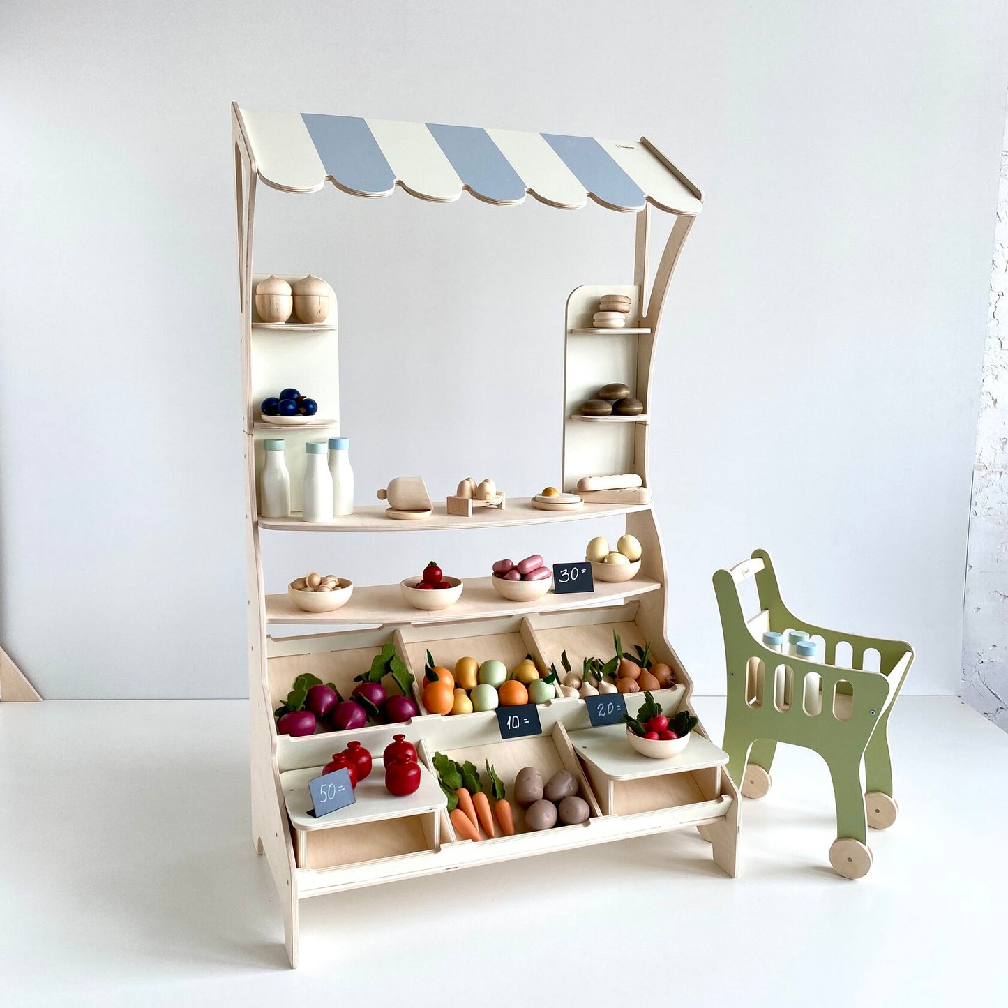 Handcrafted Wooden Play Market | Scandinavian Design - Birch