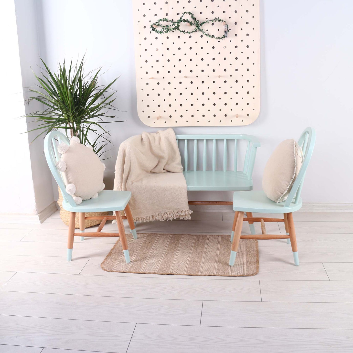 Wooden Kids Table, Kids Windsor Chair, and Kids Windsor Bench Set for Kids and Toddler - Customizable