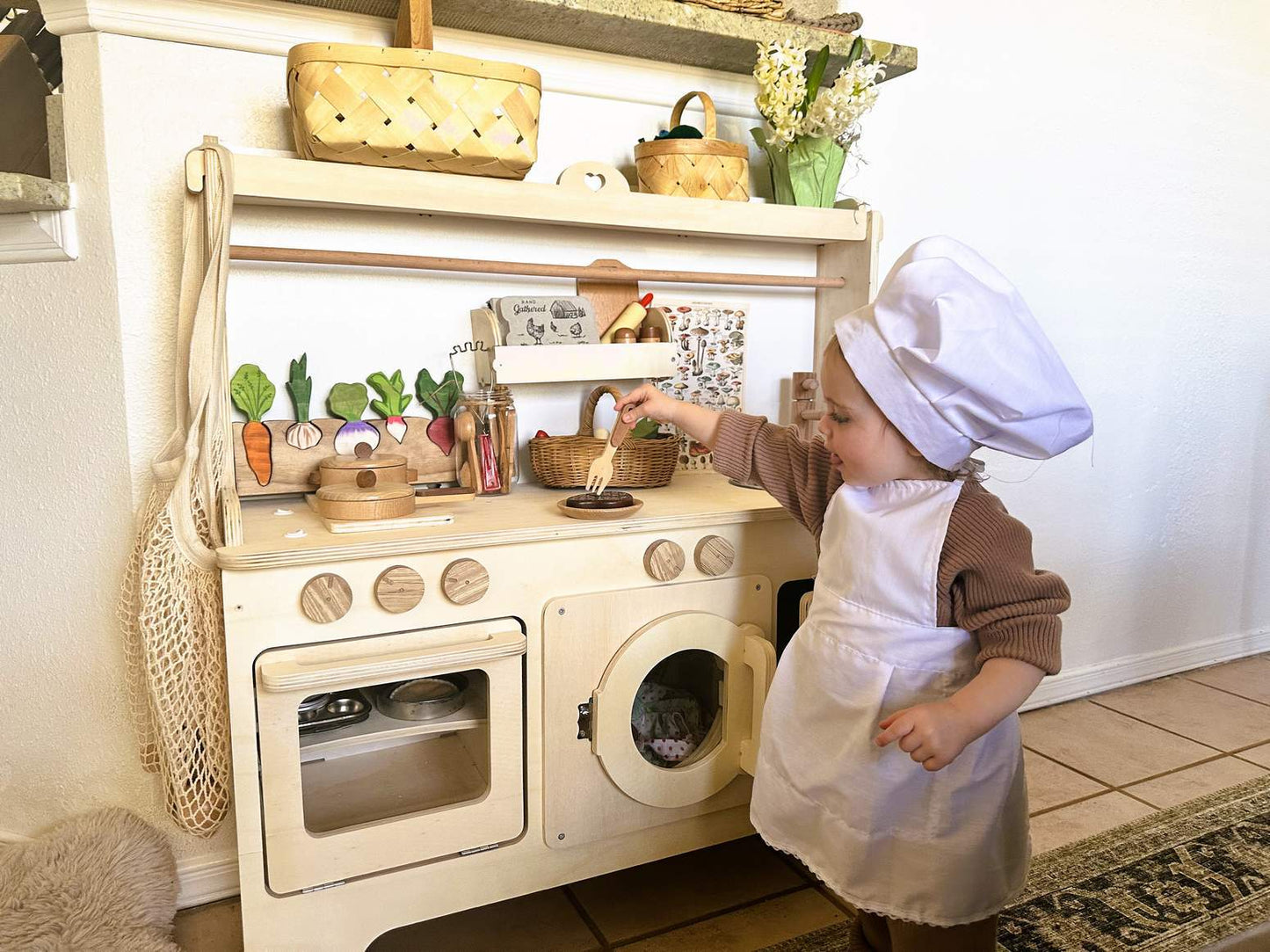Wooden Play Kitchen Customizable Natural Wood
