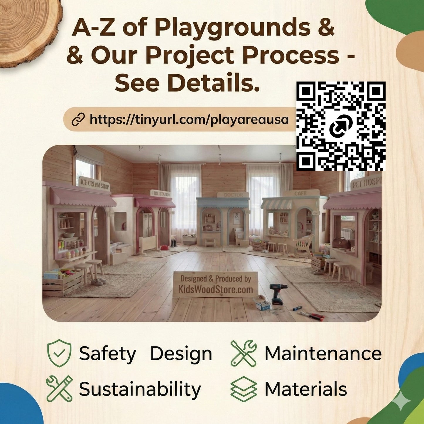 Wooden Police Station Playhouse + Furnitures for Kids | Personalized 20+ Themes | All-Inclusive Turnkey Project