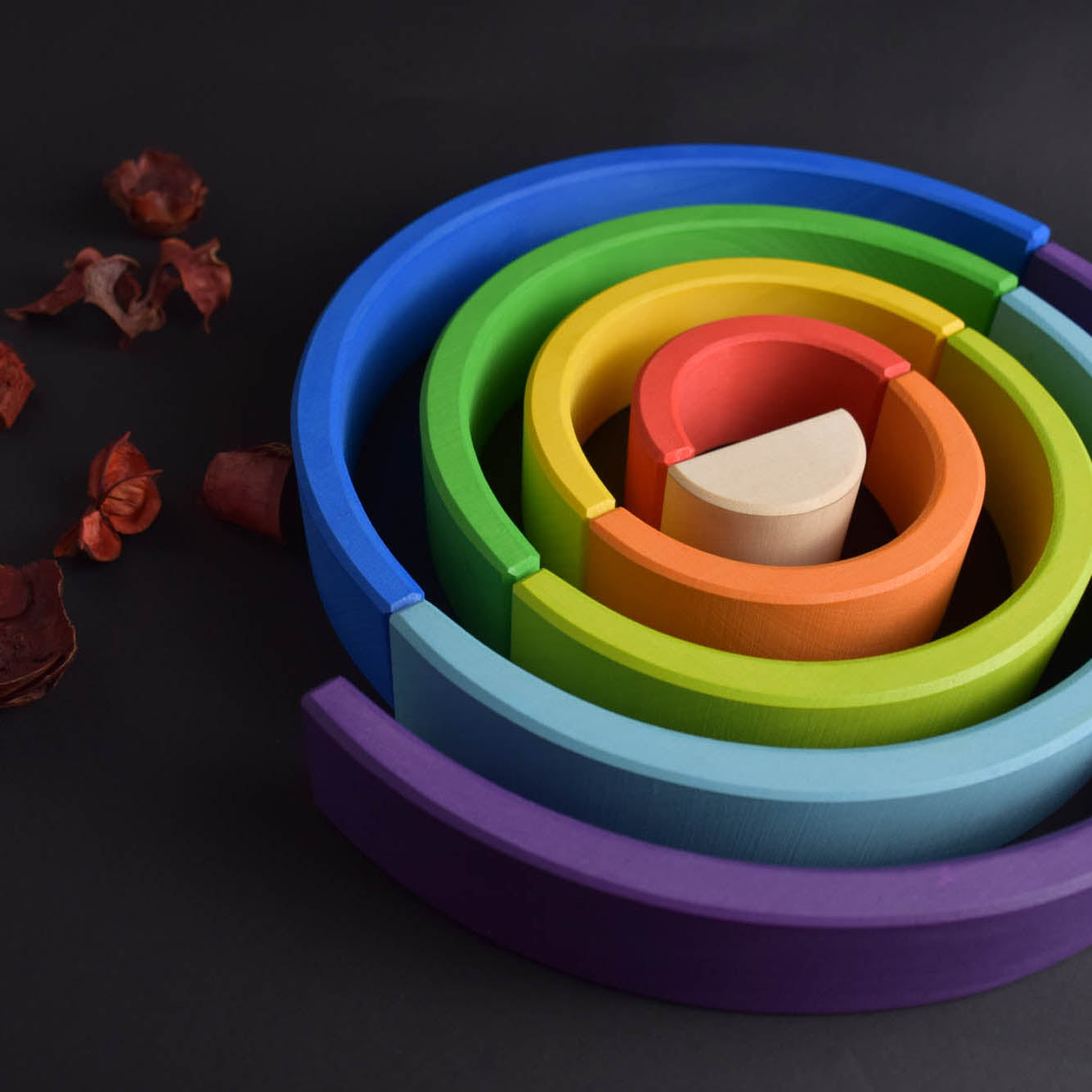 Juguete apilable de madera con forma de arcoíris para regalo de bebé, grande, 9 piezas.