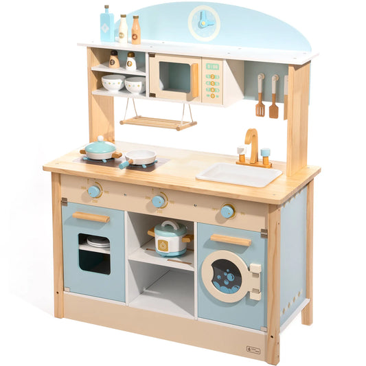 Wooden Play Kitchen Set for Kids Toddlers - Budget Friendly