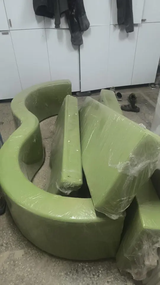 Plastic wrapped curved soft play modular seating sections