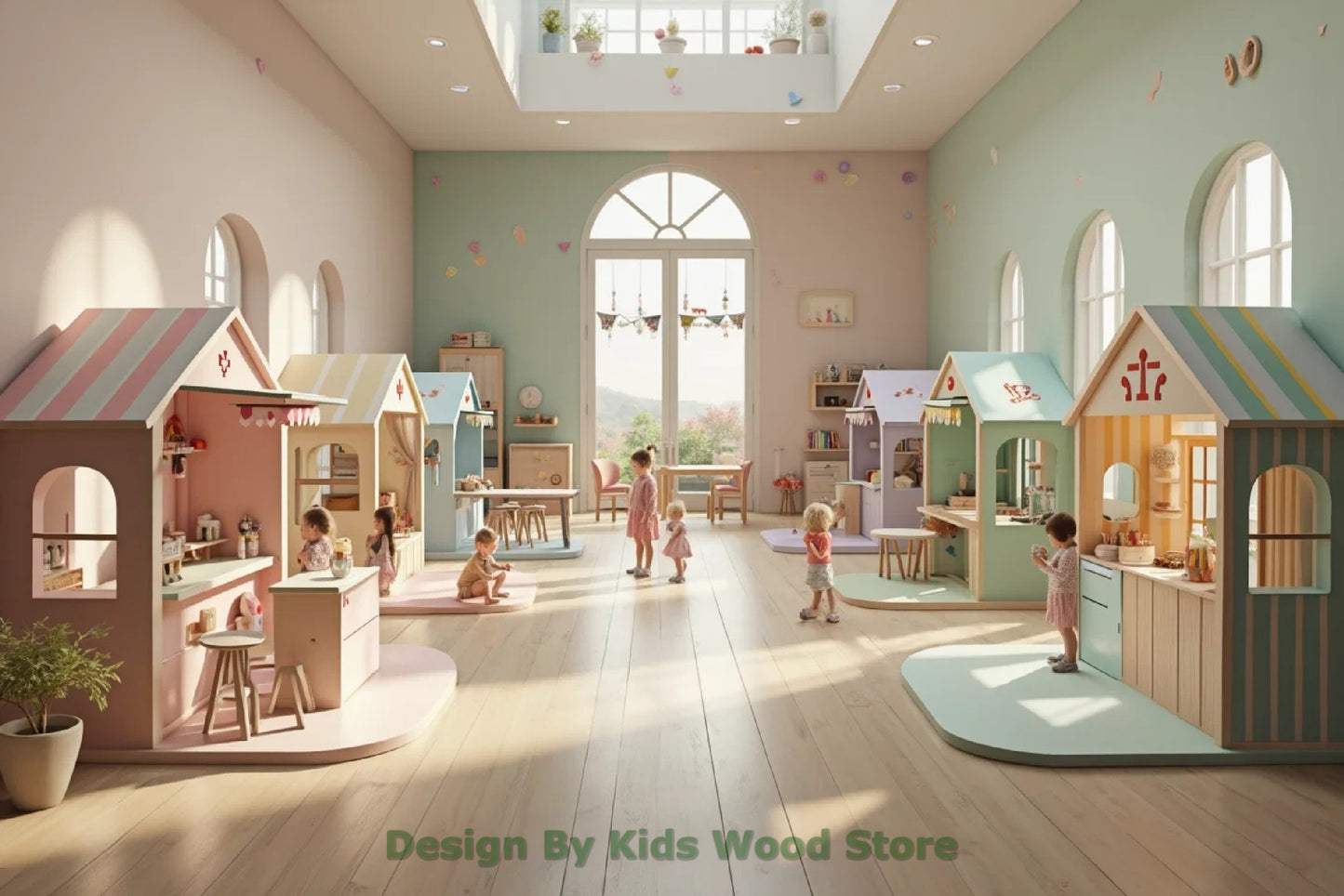 Customizable Educational Indoor and Outdoor Wooden Play Towns for Kids – Imagination-Boosting Designs for Daycares, Play Cafes and Playhouses