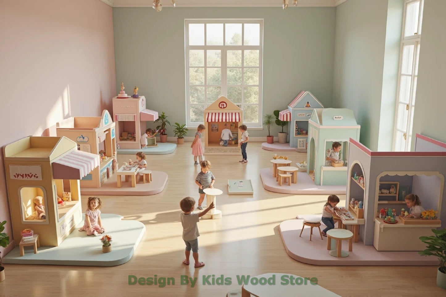 Customizable Educational Indoor and Outdoor Wooden Play Towns for Kids – Imagination-Boosting Designs for Daycares, Play Cafes and Playhouses