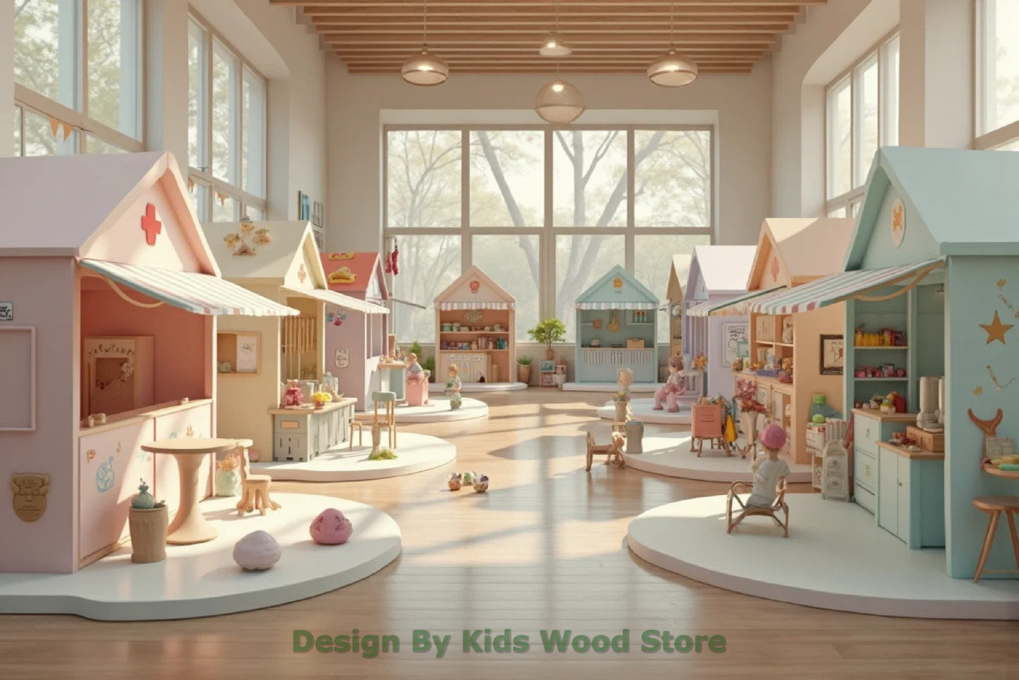 Customizable Educational Indoor and Outdoor Wooden Play Towns for Kids – Imagination-Boosting Designs for Daycares, Play Cafes and Playhouses