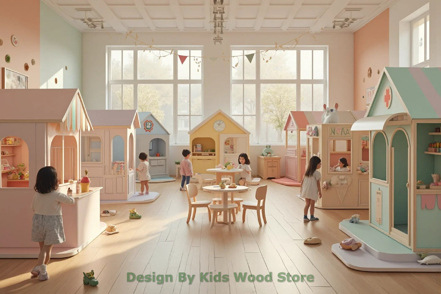 Customizable Educational Indoor and Outdoor Wooden Play Towns for Kids – Imagination-Boosting Designs for Daycares, Play Cafes and Playhouses