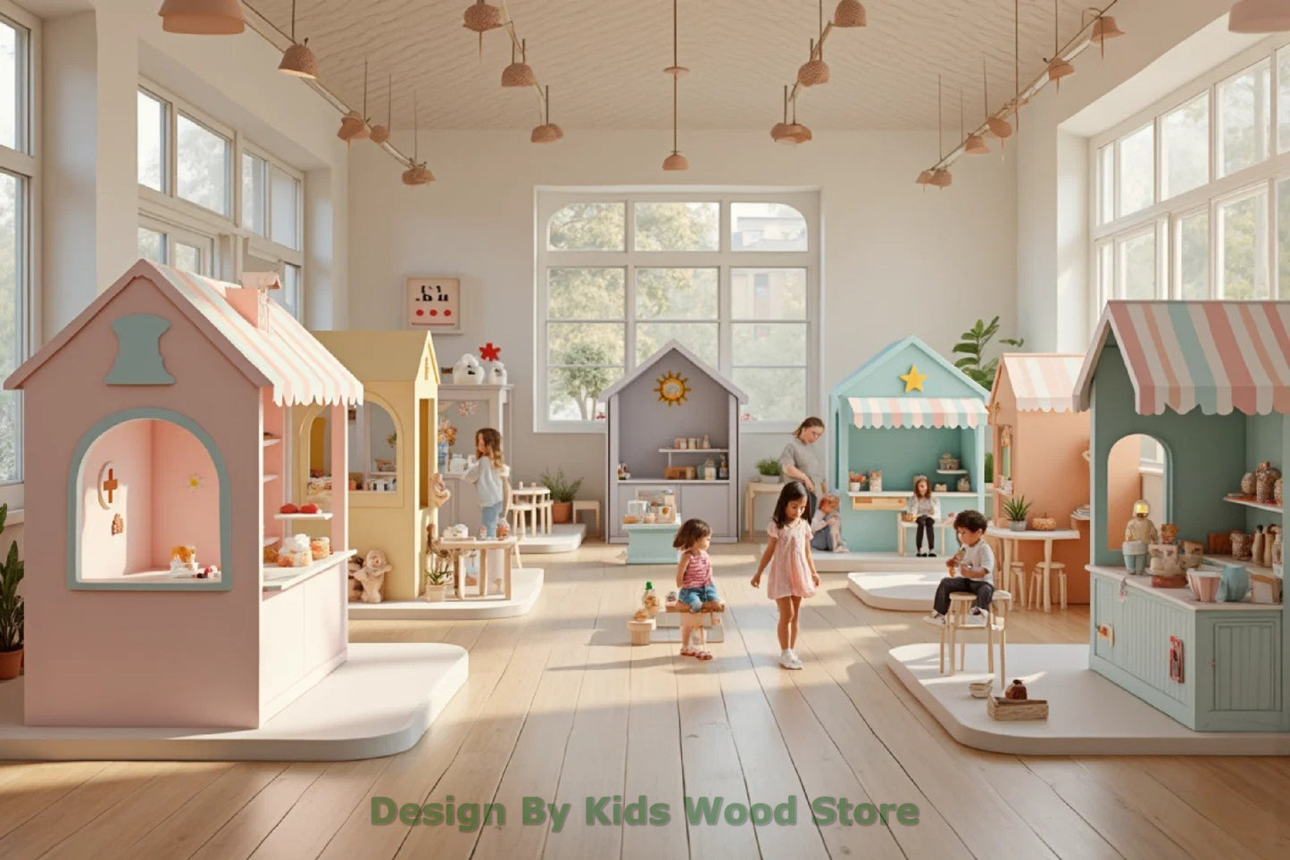 Customizable Educational Indoor and Outdoor Wooden Play Towns for Kids – Imagination-Boosting Designs for Daycares, Play Cafes and Playhouses