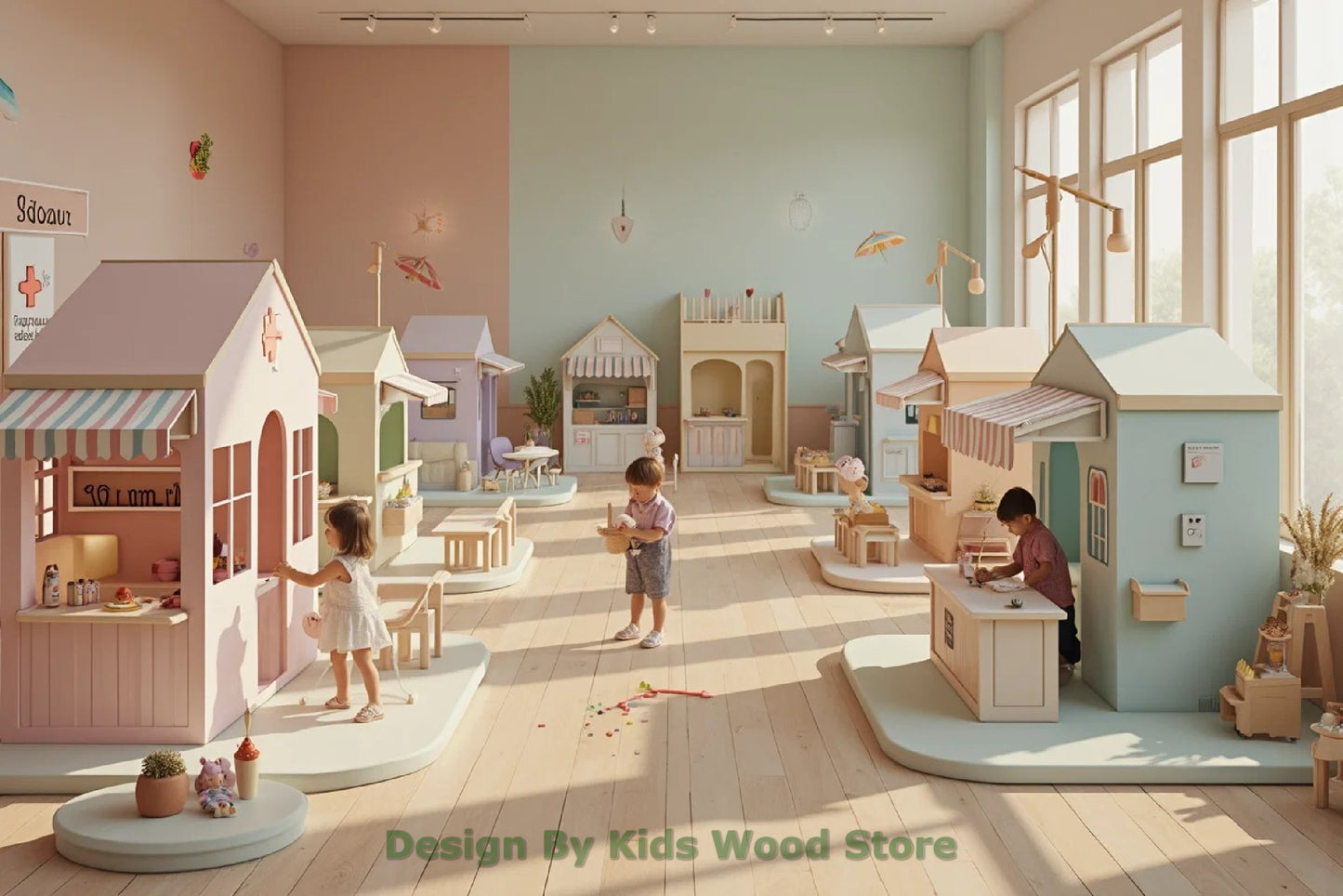 Customizable Educational Indoor and Outdoor Wooden Play Towns for Kids – Imagination-Boosting Designs for Daycares, Play Cafes and Playhouses