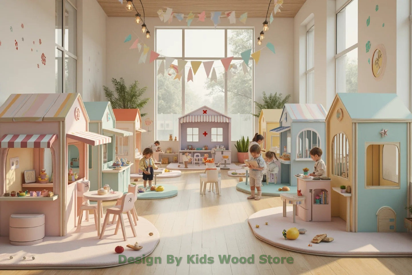 Customizable Educational Indoor and Outdoor Wooden Play Towns for Kids – Imagination-Boosting Designs for Daycares, Play Cafes and Playhouses