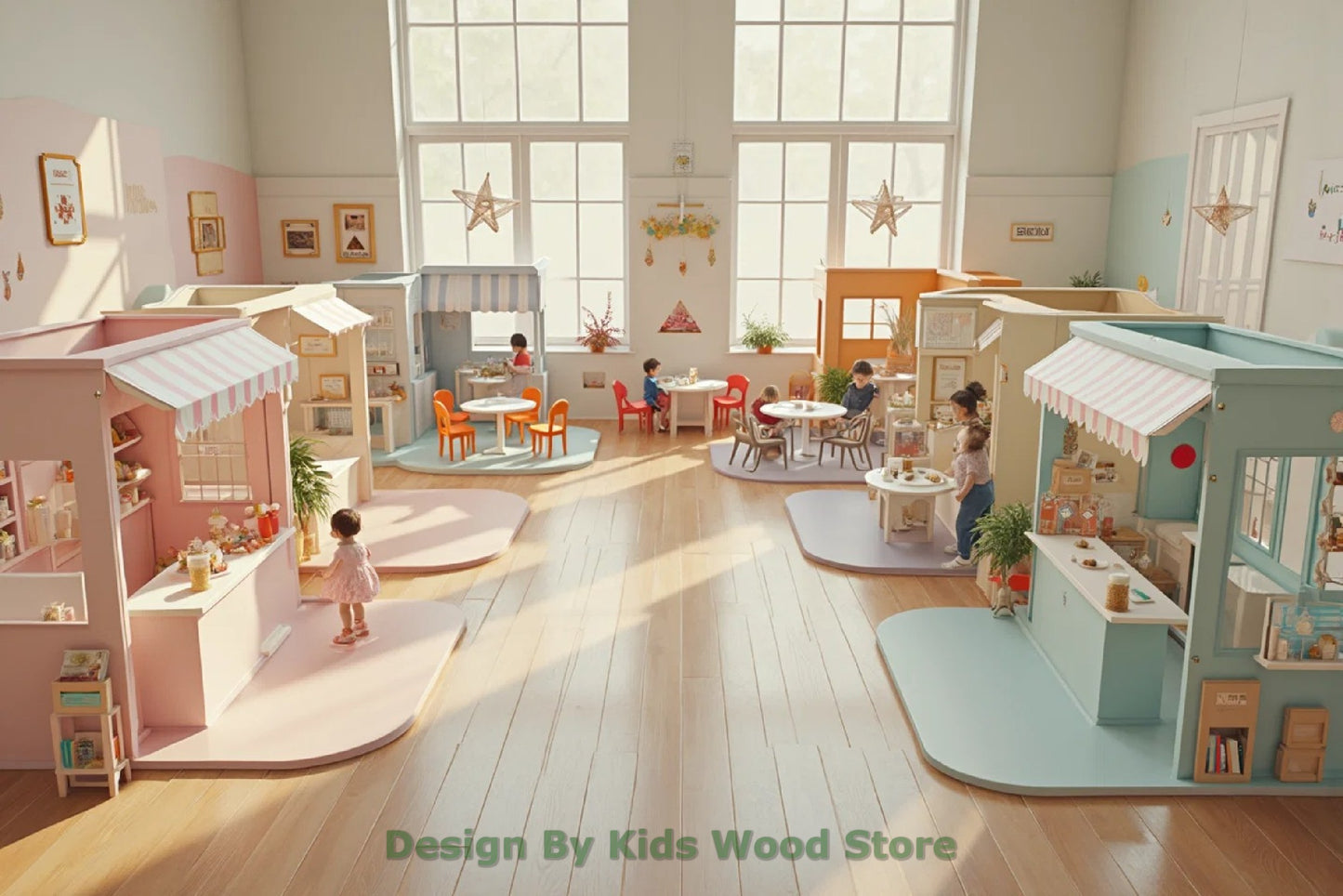 Customizable Educational Indoor and Outdoor Wooden Play Towns for Kids – Imagination-Boosting Designs for Daycares, Play Cafes and Playhouses