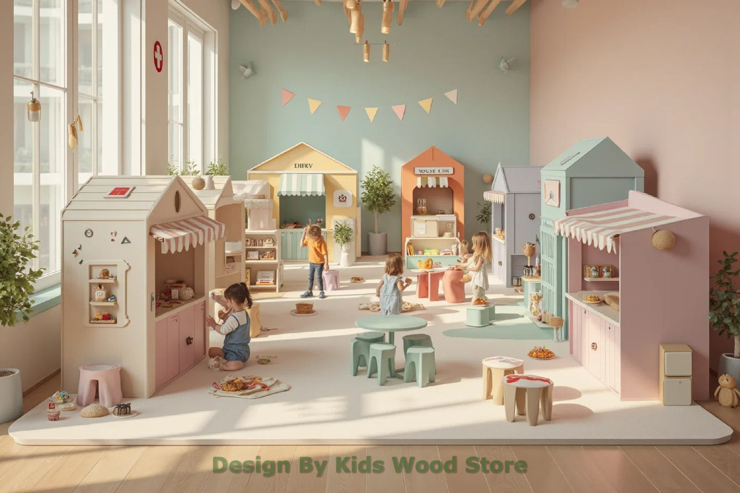 Customizable Educational Indoor and Outdoor Wooden Play Towns for Kids – Imagination-Boosting Designs for Daycares, Play Cafes and Playhouses