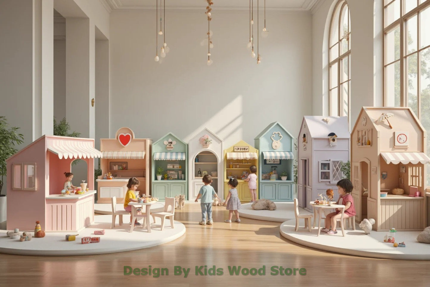 Customizable Educational Indoor and Outdoor Wooden Play Towns for Kids – Imagination-Boosting Designs for Daycares, Play Cafes and Playhouses