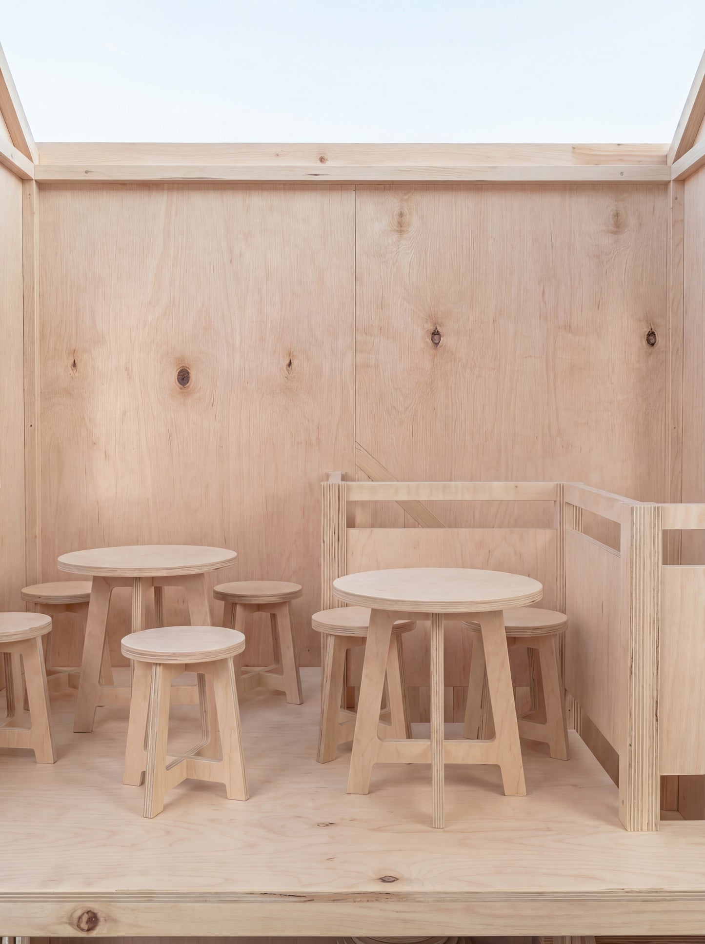 Extra Tall Two-Story Wooden Playhouse – Grand Café Concept 7 × 7 ft Base | 11 ft Height | Fully Customizable Indoor Play Structure