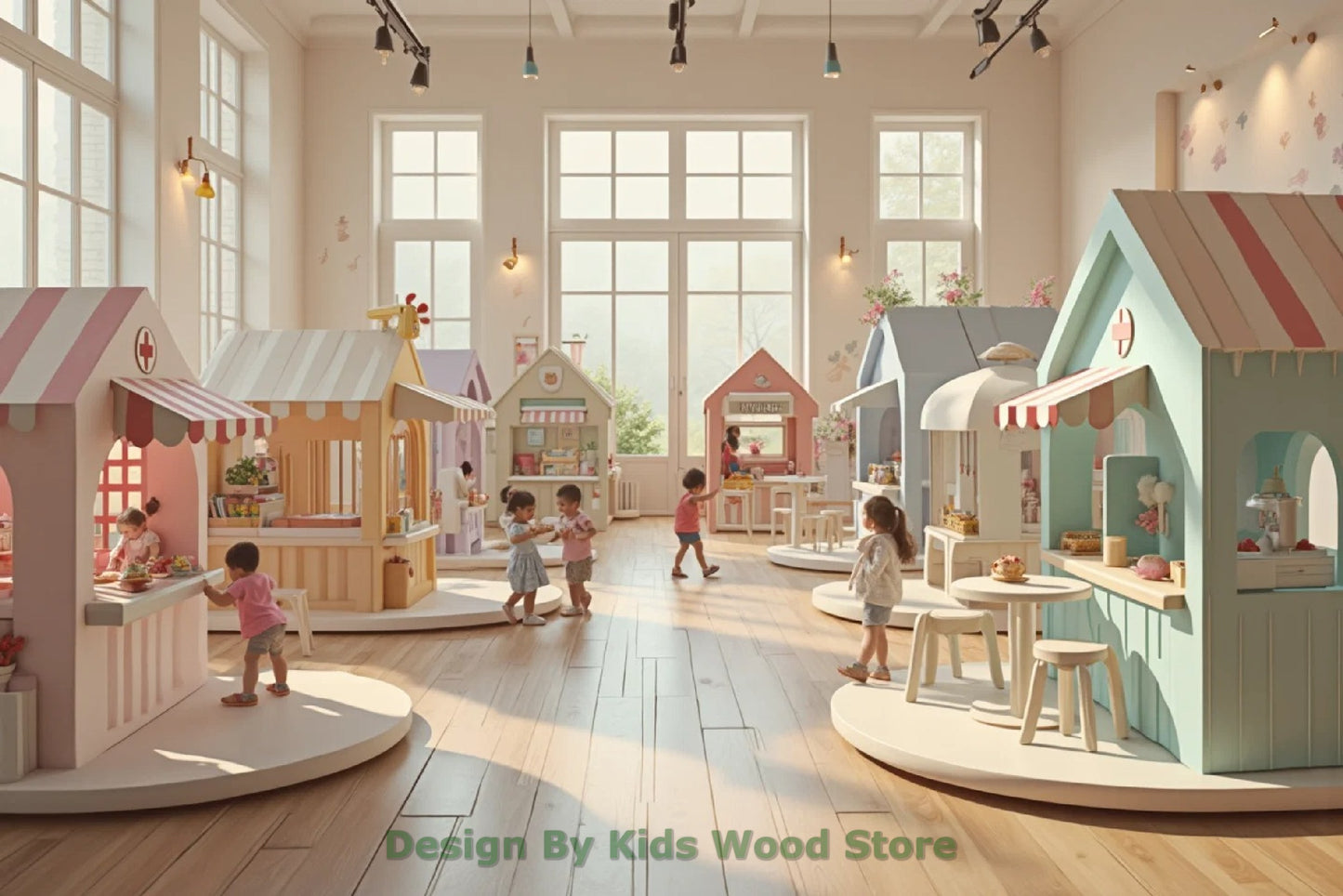 Customizable Educational Indoor and Outdoor Wooden Play Towns for Kids – Imagination-Boosting Designs for Daycares, Play Cafes and Playhouses