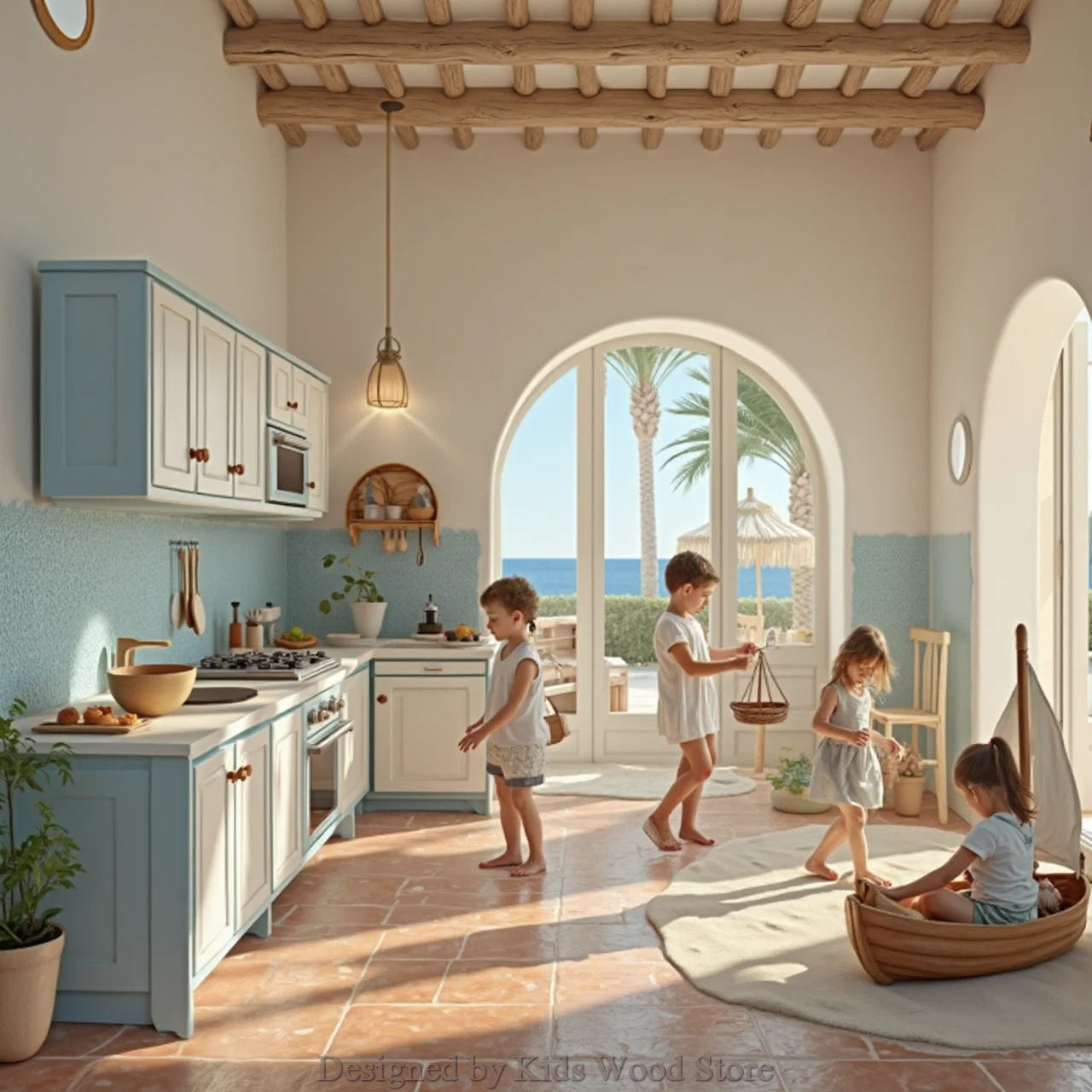 Mediterranean-Inspired Children's Kitchens for High-End Mansions and Cafes | Privileged...