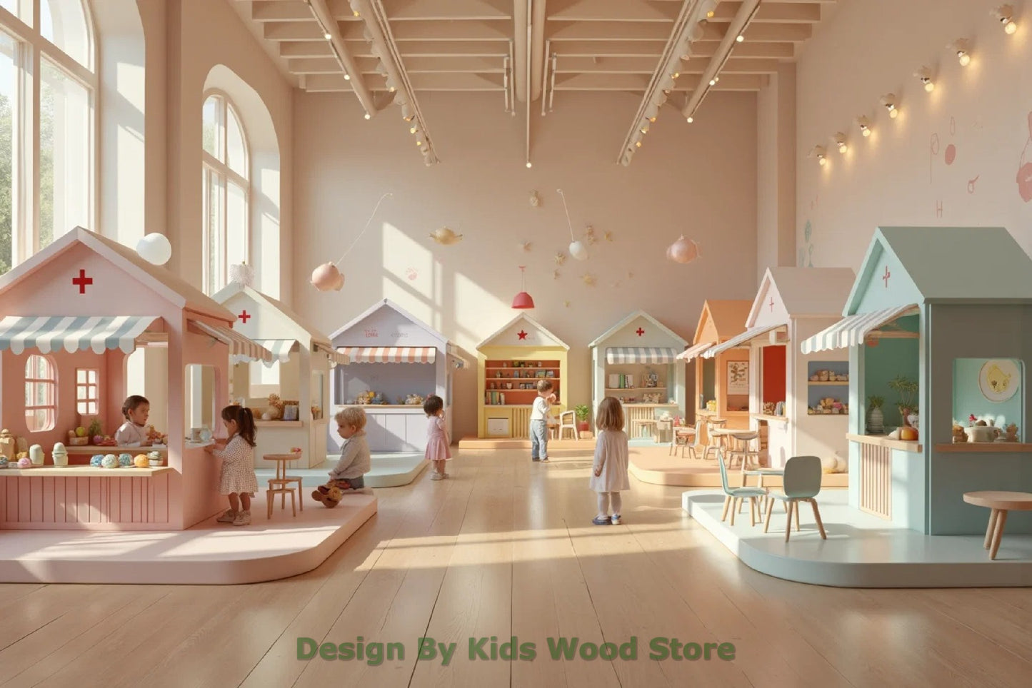 Customizable Educational Indoor and Outdoor Wooden Play Towns for Kids – Imagination-Boosting Designs for Daycares, Play Cafes and Playhouses