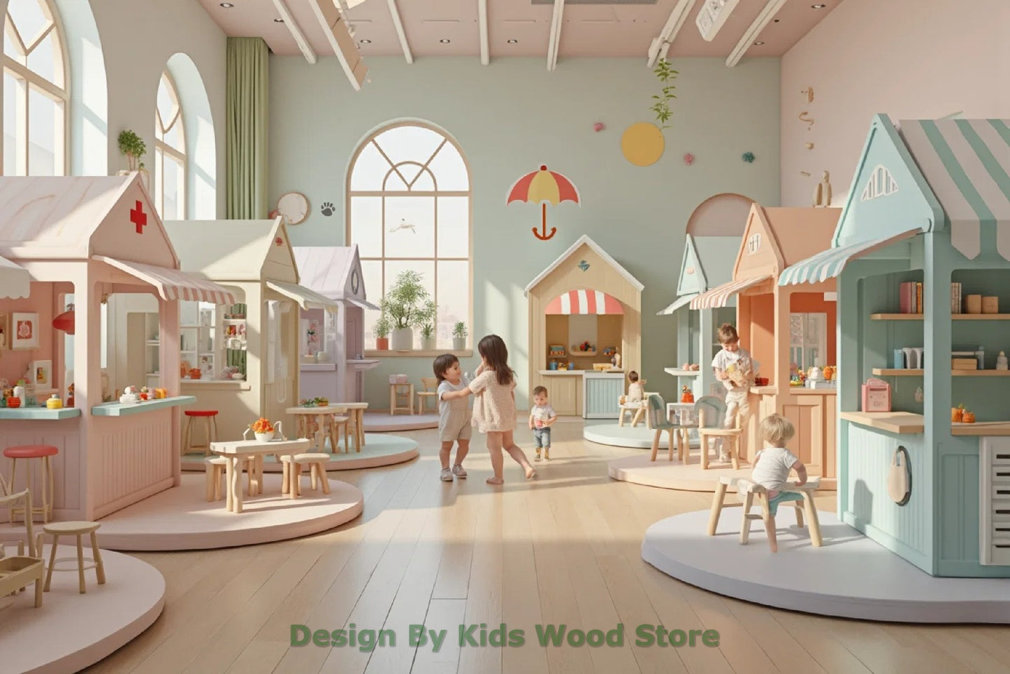 Customizable Educational Indoor and Outdoor Wooden Play Towns for Kids – Imagination-Boosting Designs for Daycares, Play Cafes and Playhouses