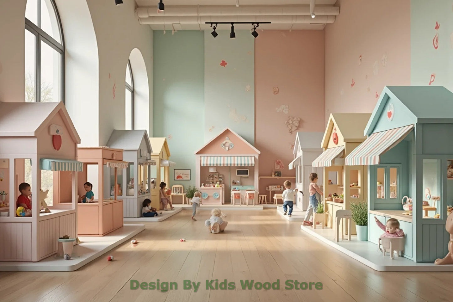 Customizable Educational Indoor and Outdoor Wooden Play Towns for Kids – Imagination-Boosting Designs for Daycares, Play Cafes and Playhouses