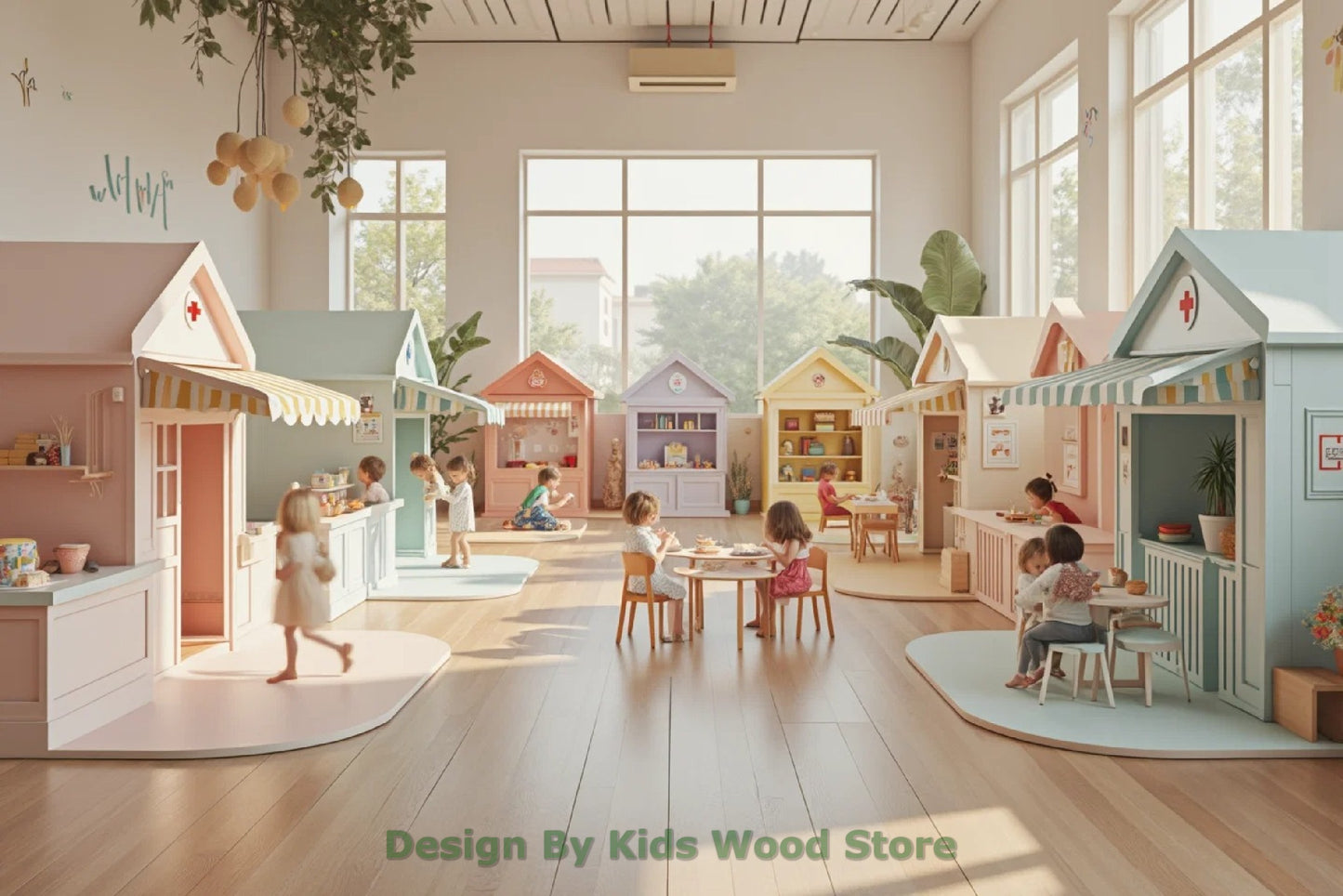 Customizable Educational Indoor and Outdoor Wooden Play Towns for Kids – Imagination-Boosting Designs for Daycares, Play Cafes and Playhouses