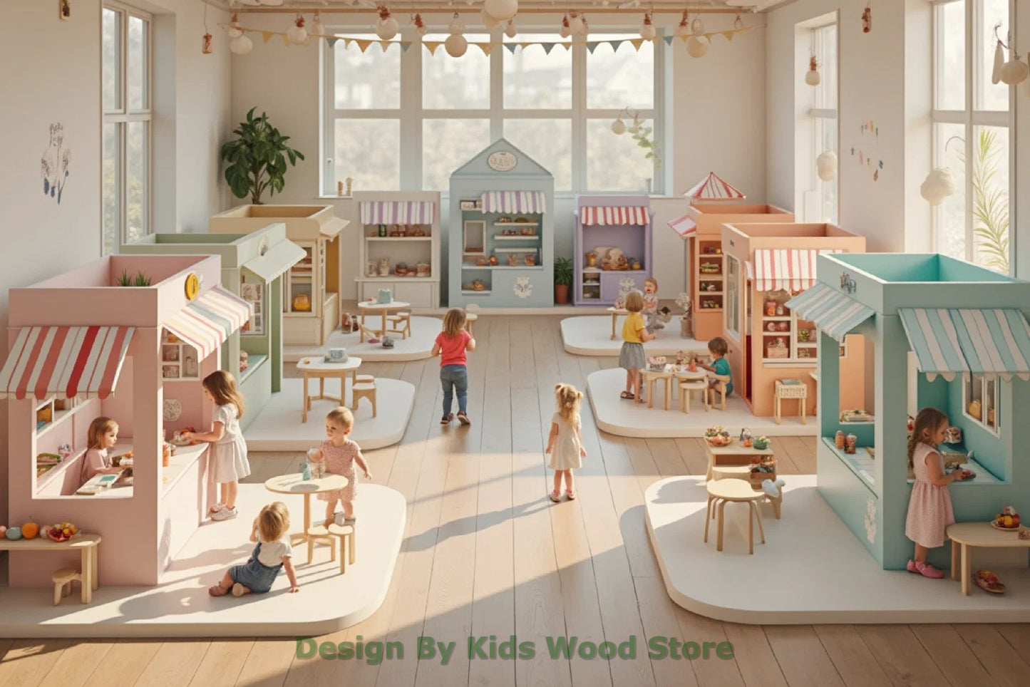 Customizable Educational Indoor and Outdoor Wooden Play Towns for Kids – Imagination-Boosting Designs for Daycares, Play Cafes and Playhouses