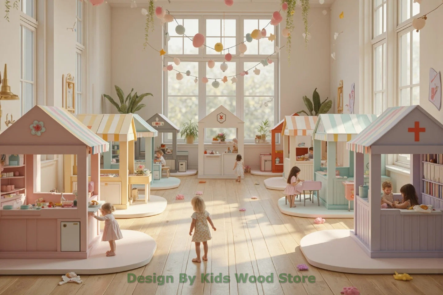 Customizable Educational Indoor and Outdoor Wooden Play Towns for Kids – Imagination-Boosting Designs for Daycares, Play Cafes and Playhouses