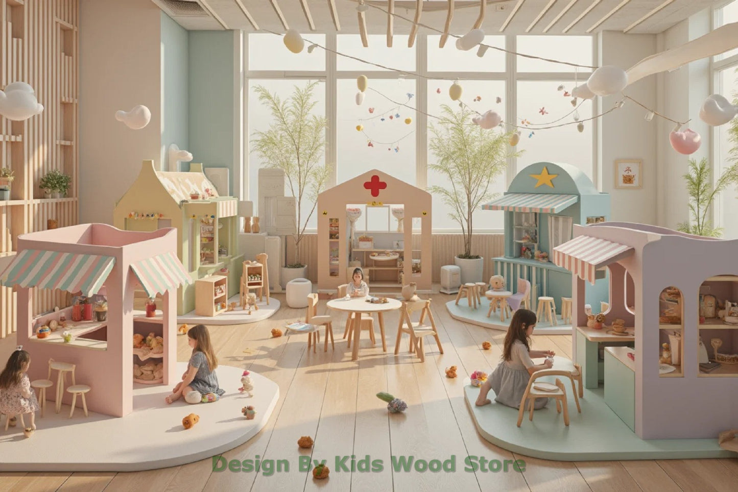 Customizable Educational Indoor and Outdoor Wooden Play Towns for Kids – Imagination-Boosting Designs for Daycares, Play Cafes and Playhouses