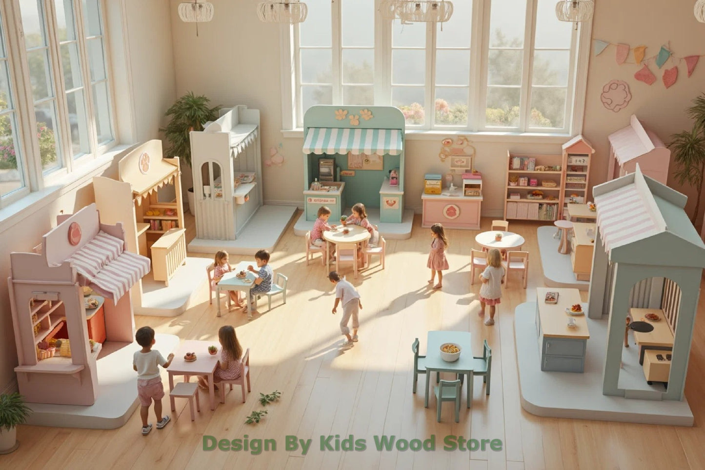 Customizable Educational Indoor and Outdoor Wooden Play Towns for Kids – Imagination-Boosting Designs for Daycares, Play Cafes and Playhouses