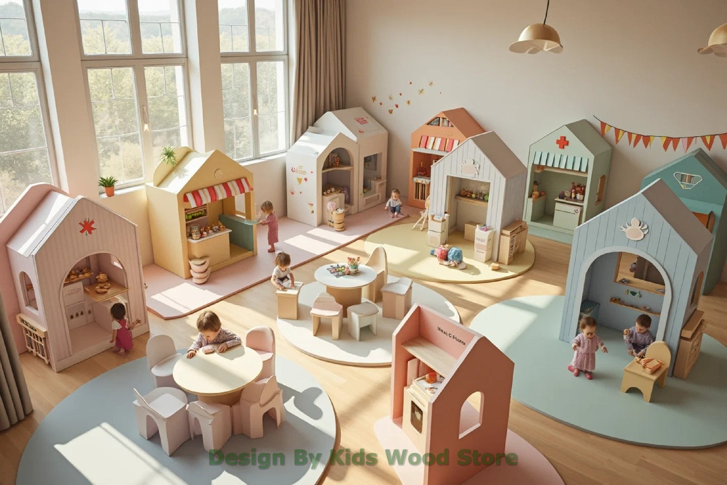 Customizable Educational Indoor and Outdoor Wooden Play Towns for Kids – Imagination-Boosting Designs for Daycares, Play Cafes and Playhouses