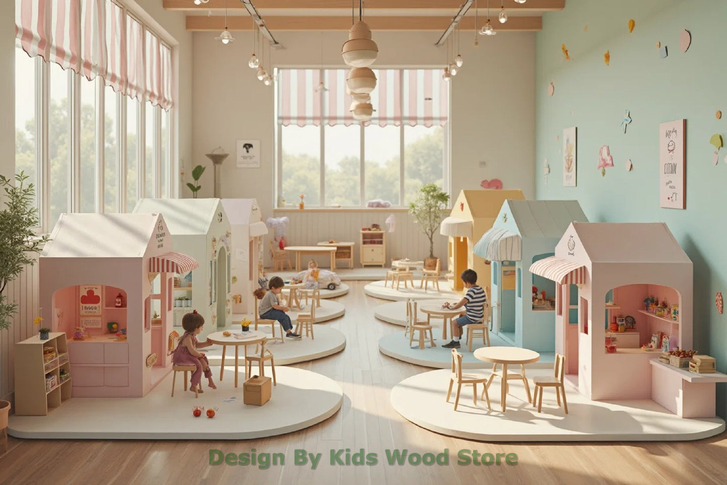 Customizable Educational Indoor and Outdoor Wooden Play Towns for Kids – Imagination-Boosting Designs for Daycares, Play Cafes and Playhouses