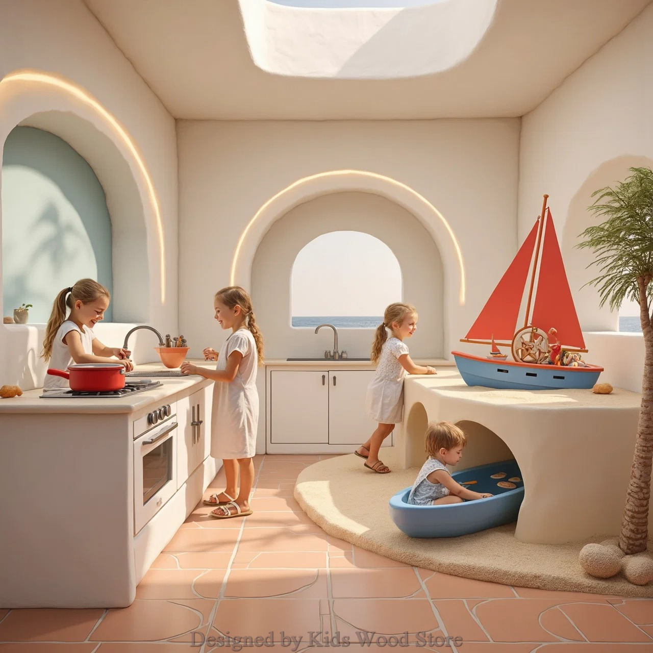 Mediterranean-Inspired Children's Kitchens for High-End Mansions and Cafes | Privileged...