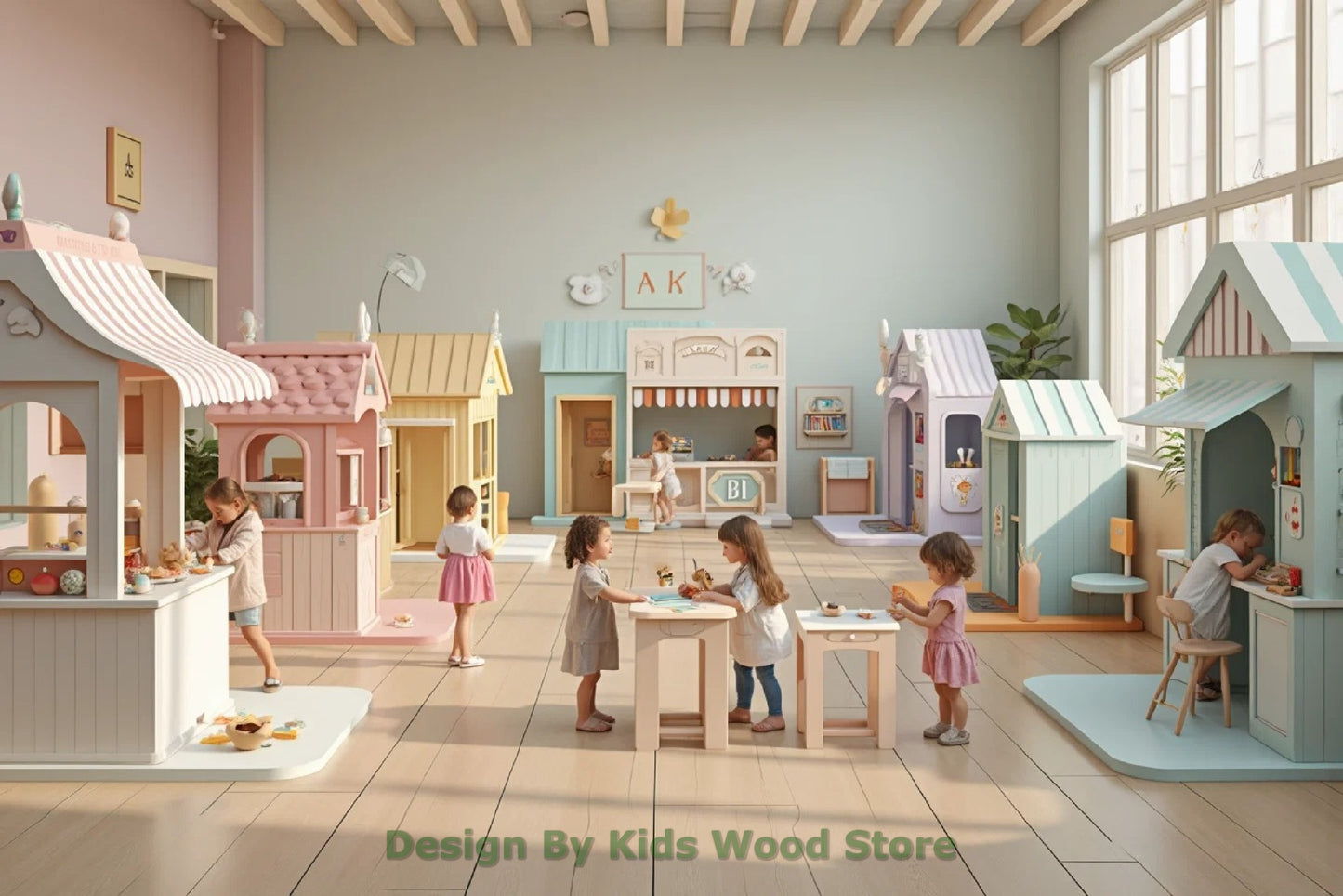 Customizable Educational Indoor and Outdoor Wooden Play Towns for Kids – Imagination-Boosting Designs for Daycares, Play Cafes and Playhouses