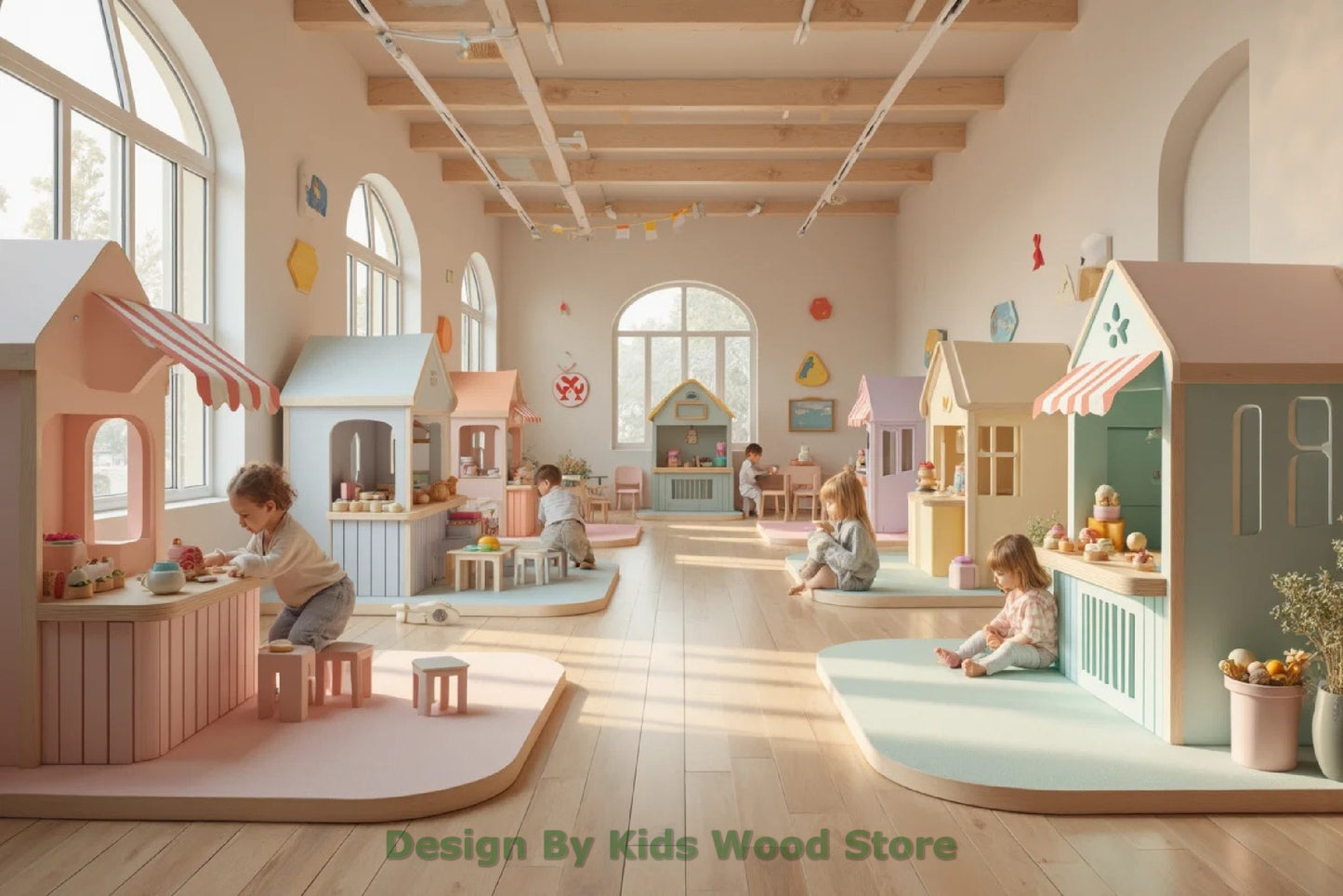 Customizable Educational Indoor and Outdoor Wooden Play Towns for Kids – Imagination-Boosting Designs for Daycares, Play Cafes and Playhouses