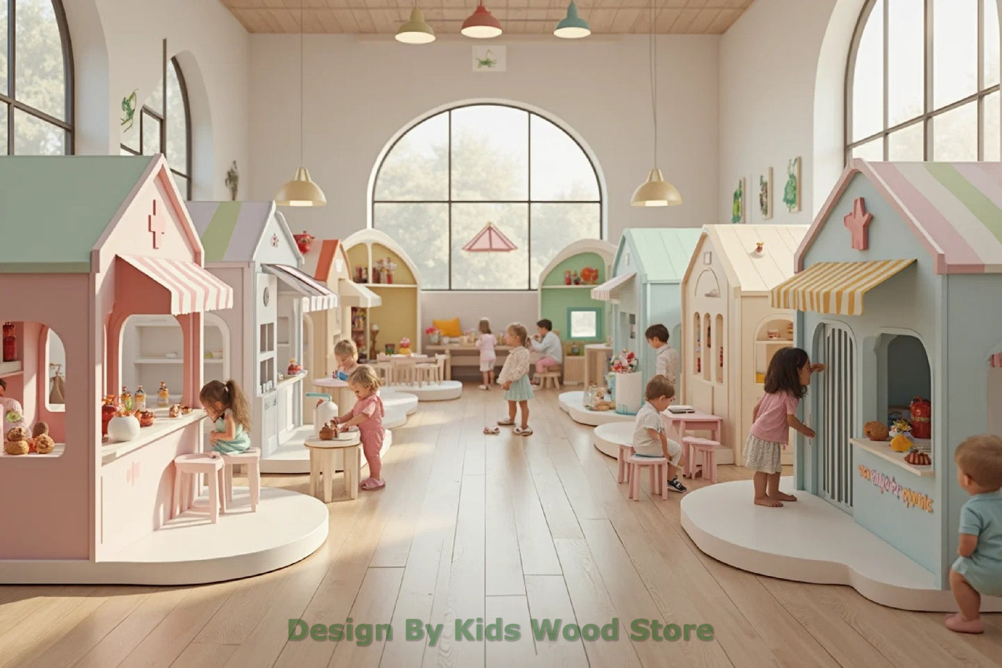 Customizable Educational Indoor and Outdoor Wooden Play Towns for Kids – Imagination-Boosting Designs for Daycares, Play Cafes and Playhouses