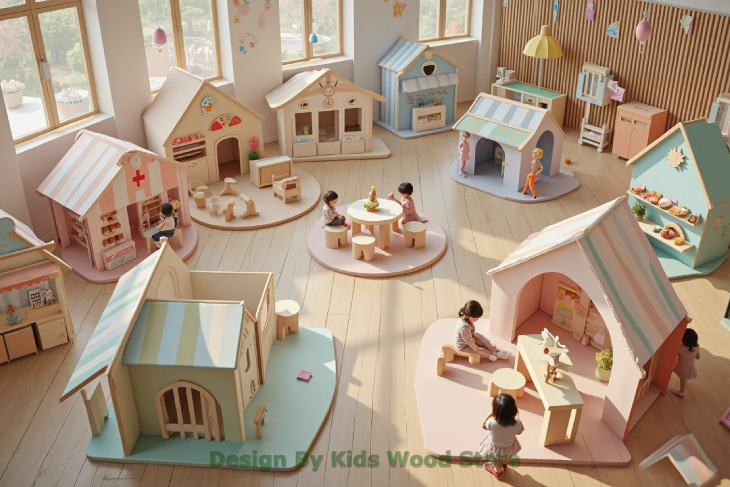 Customizable Educational Indoor and Outdoor Wooden Play Towns for Kids – Imagination-Boosting Designs for Daycares, Play Cafes and Playhouses