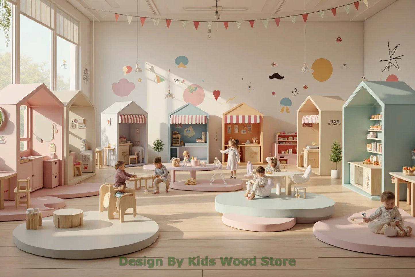 Customizable Educational Indoor and Outdoor Wooden Play Towns for Kids – Imagination-Boosting Designs for Daycares, Play Cafes and Playhouses