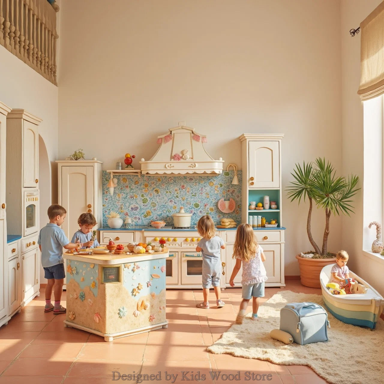 Mediterranean-Inspired Children's Kitchens for High-End Mansions and Cafes | Privileged...