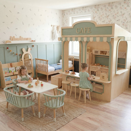Handcrafted Indoor Role Play Café Playhouse with Furniture | KidsWoodStore®