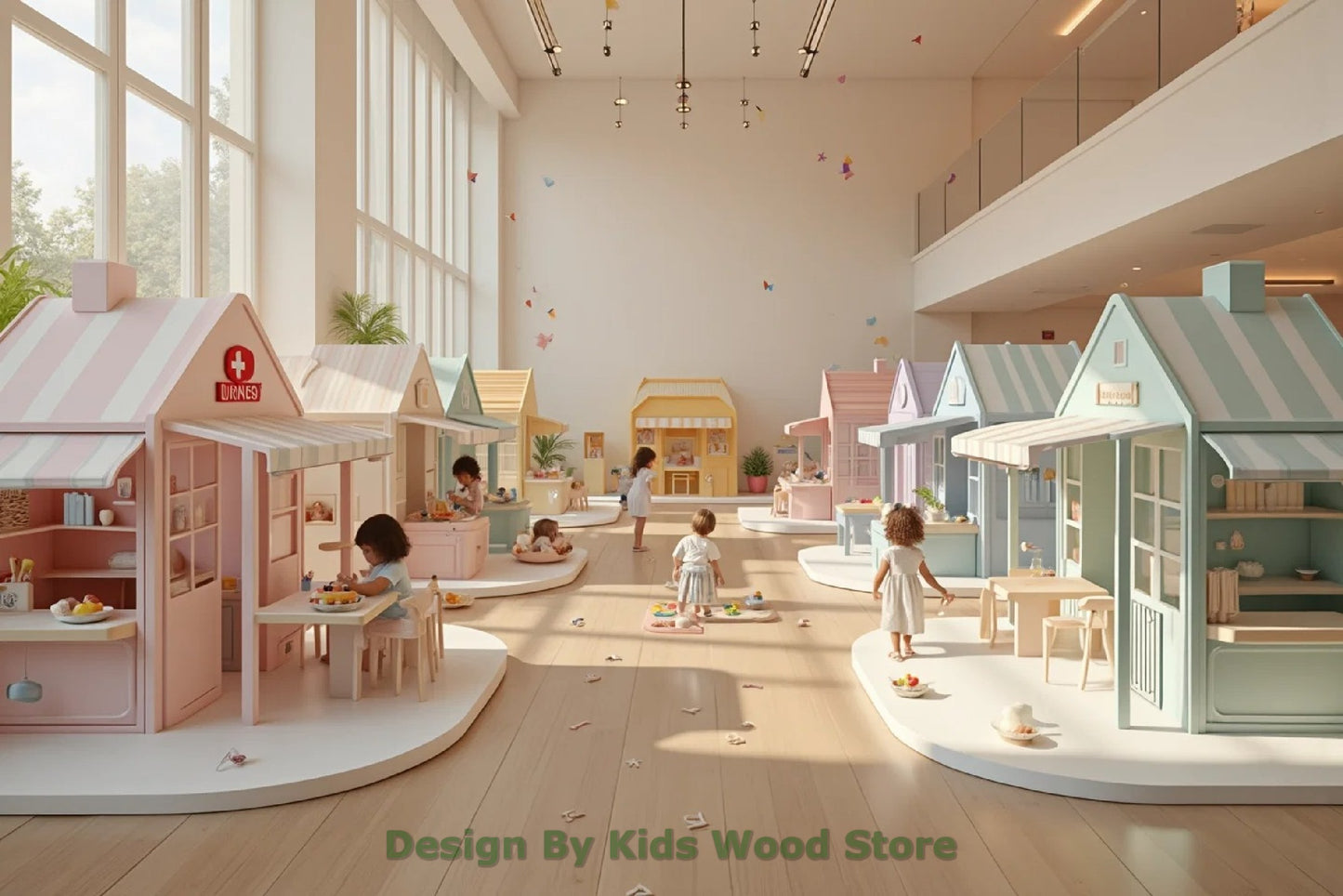 Customizable Educational Indoor and Outdoor Wooden Play Towns for Kids – Imagination-Boosting Designs for Daycares, Play Cafes and Playhouses