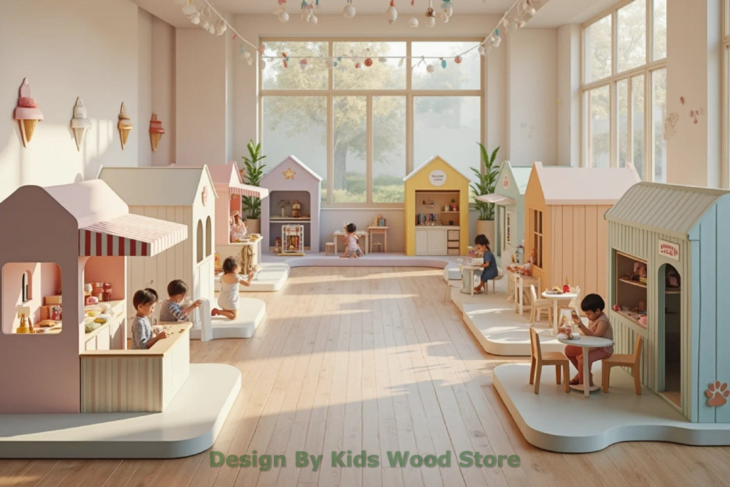 Customizable Educational Indoor and Outdoor Wooden Play Towns for Kids – Imagination-Boosting Designs for Daycares, Play Cafes and Playhouses