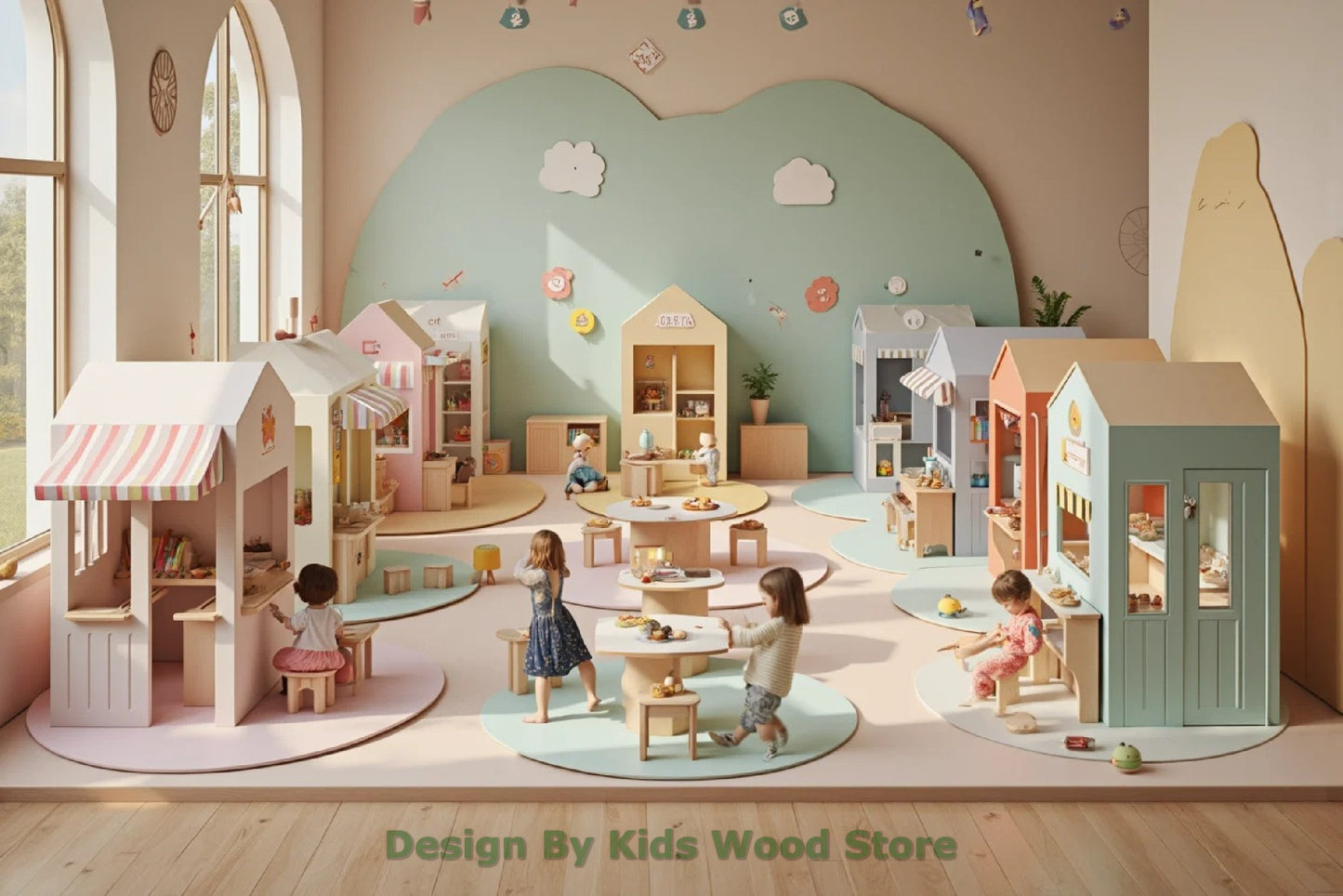 Customizable Educational Indoor and Outdoor Wooden Play Towns for Kids – Imagination-Boosting Designs for Daycares, Play Cafes and Playhouses